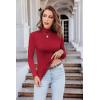 Ekouaer Women’s Turtleneck Long Sleeve Shirts Thermal Underwear Tops Basic Slim Fit Fall Fashion Lightweight Top(Dark Red)