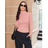 Ekouaer Women’s Turtleneck Long Sleeve Shirts Thermal Underwear Tops Basic Slim Fit Fall Fashion Lightweight Top(Dirty Pink)