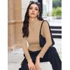 Ekouaer Women’s Turtleneck Long Sleeve Shirts Thermal Underwear Tops Basic Slim Fit Fall Fashion Lightweight Top(Khaki)