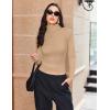Ekouaer Women’s Turtleneck Long Sleeve Shirts Thermal Underwear Tops Basic Slim Fit Fall Fashion Lightweight Top(Khaki)