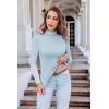 Ekouaer Women’s Turtleneck Long Sleeve Shirts Thermal Underwear Tops Basic Slim Fit Fall Fashion Lightweight Top(Light Blue)