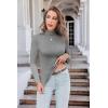 Ekouaer Women’s Turtleneck Long Sleeve Shirts Thermal Underwear Tops Basic Slim Fit Fall Fashion Lightweight Top(Light Gray)