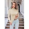 Ekouaer Women’s Turtleneck Long Sleeve Shirts Thermal Underwear Tops Basic Slim Fit Fall Fashion Lightweight Top(Light Khaki)