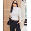 Ekouaer Women’s Turtleneck Long Sleeve Shirts Thermal Underwear Tops Basic Slim Fit Fall Fashion Lightweight Top(White)