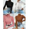 Ekouaer Women’s Turtleneck Shirts Ribbed Pullover Sweater Long Sleeves Tops Midweight Thermal Underwear Blouse(Army Green)