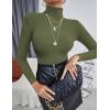 Ekouaer Women’s Turtleneck Shirts Ribbed Pullover Sweater Long Sleeves Tops Midweight Thermal Underwear Blouse(Army Green)