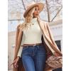 Ekouaer Women’s Turtleneck Shirts Ribbed Pullover Sweater Long Sleeves Tops Midweight Thermal Underwear Blouse(Beige)