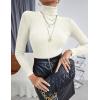 Ekouaer Women’s Turtleneck Shirts Ribbed Pullover Sweater Long Sleeves Tops Midweight Thermal Underwear Blouse(Beige)