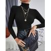 Ekouaer Women’s Turtleneck Shirts Ribbed Pullover Sweater Long Sleeves Tops Midweight Thermal Underwear Blouse(Black)