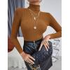 Ekouaer Women’s Turtleneck Shirts Ribbed Pullover Sweater Long Sleeves Tops Midweight Thermal Underwear Blouse(Brown)