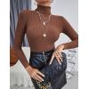 Ekouaer Women’s Turtleneck Shirts Ribbed Pullover Sweater Long Sleeves Tops Midweight Thermal Underwear Blouse(Brown-2)