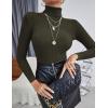 Ekouaer Women’s Turtleneck Shirts Ribbed Pullover Sweater Long Sleeves Tops Midweight Thermal Underwear Blouse(Dark Army Green)