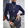 Ekouaer Women’s Turtleneck Shirts Ribbed Pullover Sweater Long Sleeves Tops Midweight Thermal Underwear Blouse(Dark Blue)