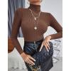 Ekouaer Women’s Turtleneck Shirts Ribbed Pullover Sweater Long Sleeves Tops Midweight Thermal Underwear Blouse(Deep Brown)