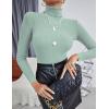 Ekouaer Women’s Turtleneck Shirts Ribbed Pullover Sweater Long Sleeves Tops Midweight Thermal Underwear Blouse(Ice Green)