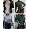 Ekouaer Women’s Turtleneck Shirts Ribbed Pullover Sweater Long Sleeves Tops Midweight Thermal Underwear Blouse(Light Brown-3)