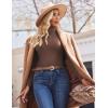 Ekouaer Women’s Turtleneck Shirts Ribbed Pullover Sweater Long Sleeves Tops Midweight Thermal Underwear Blouse(Light Brown-3)