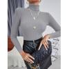 Ekouaer Women’s Turtleneck Shirts Ribbed Pullover Sweater Long Sleeves Tops Midweight Thermal Underwear Blouse(Medium Gray)