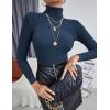 Ekouaer Women’s Turtleneck Shirts Ribbed Pullover Sweater Long Sleeves Tops Midweight Thermal Underwear Blouse(Navy Blue)