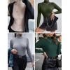 Ekouaer Women’s Turtleneck Shirts Ribbed Pullover Sweater Long Sleeves Tops Midweight Thermal Underwear Blouse(White)