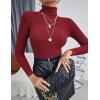 Ekouaer Women’s Turtleneck Shirts Ribbed Pullover Sweater Long Sleeves Tops Midweight Thermal Underwear Blouse(Wine Red)