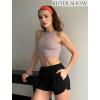 Ekouaer Womens Waffle Knit Pajama Shorts Soft Drawstring Lounge bottoms Casual Workout Shorts with Pockets(Black)