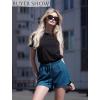 Ekouaer Womens Waffle Knit Pajama Shorts Soft Drawstring Lounge bottoms Casual Workout Shorts with Pockets(Blue Green)