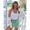 Ekouaer Womens Waffle Knit Pajama Shorts Soft Drawstring Lounge bottoms Casual Workout Shorts with Pockets(Light Green)