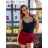 Ekouaer Womens Waffle Knit Pajama Shorts Soft Drawstring Lounge bottoms Casual Workout Shorts with Pockets(Wine Red)