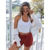 Ekouaer Womens Waffle Knit Pajama Shorts Soft Drawstring Lounge bottoms Casual Workout Shorts with Pockets(Wine Red)