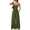Ekouaer Jumpsuits for Women Sleeveless Spaghetti Strap Womens Jumpsuit One Piece Wide Leg Summer Romper With Pockets 2026(Army Green)
