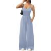 Ekouaer Jumpsuits for Women Sleeveless Spaghetti Strap Womens Jumpsuit One Piece Wide Leg Summer Romper With Pockets 2026(Grayish Blue)