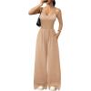 Ekouaer Jumpsuits for Women Sleeveless Spaghetti Strap Womens Jumpsuit One Piece Wide Leg Summer Romper With Pockets 2026(Khaki)