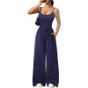 Ekouaer Jumpsuits for Women Sleeveless Spaghetti Strap Womens Jumpsuit One Piece Wide Leg Summer Romper With Pockets 2026(Navy Blue)