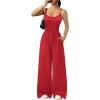Ekouaer Jumpsuits for Women Sleeveless Spaghetti Strap Womens Jumpsuit One Piece Wide Leg Summer Romper With Pockets 2026(True Red)