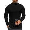 Ekouaer Men’s Mock Turtleneck Long Sleeve Turtle Neck Tops Lightweight Undershirt Thermal Sweater Shirts(Black)