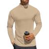 Ekouaer Men’s Mock Turtleneck Long Sleeve Turtle Neck Tops Lightweight Undershirt Thermal Sweater Shirts(Khaki)