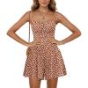 Ekouaer Rompers for Women Boho Floral Summer Romper Sleeveless Spaghetti Strap Smocked Loose Casual Shorts Jumpsuits(Red White)