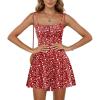 Ekouaer Rompers for Women Boho Floral Summer Romper Sleeveless Spaghetti Strap Smocked Loose Casual Shorts Jumpsuits(Red White Flowers)