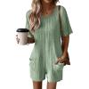 Ekouaer Rompers for Women Casual Ribbed Short Sleeve T-Shirt Tee Romper Summer Outfits with Pockets 2026(Celadon Green)