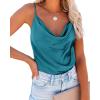 Ekouaer Satin Cowl Neck Tank Top Women Camisole Silky Loose Sleeveless Basic Blouse Ladies Satin Tank Shirt(Blue Green)