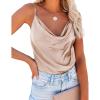 Ekouaer Satin Cowl Neck Tank Top Women Camisole Silky Loose Sleeveless Basic Blouse Ladies Satin Tank Shirt(Champagne)