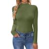Ekouaer Turtleneck Shirt Women Long Sleeve Mock Neck Slim Fit Tops Thermal Base Layer Soft Lightweight Stretch Undershirts(Army Green)