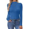 Ekouaer Turtleneck Shirt Women Long Sleeve Mock Neck Slim Fit Tops Thermal Base Layer Soft Lightweight Stretch Undershirts(Bright Blue)