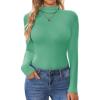 Ekouaer Turtleneck Shirt Women Long Sleeve Mock Neck Slim Fit Tops Thermal Base Layer Soft Lightweight Stretch Undershirts(Green)