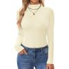 Ekouaer Turtleneck Shirt Women Long Sleeve Mock Neck Slim Fit Tops Thermal Base Layer Soft Lightweight Stretch Undershirts(Light Khaki)