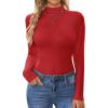 Ekouaer Turtleneck Shirt Women Long Sleeve Mock Neck Slim Fit Tops Thermal Base Layer Soft Lightweight Stretch Undershirts(Red)