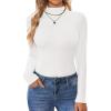 Ekouaer Turtleneck Shirt Women Long Sleeve Mock Neck Slim Fit Tops Thermal Base Layer Soft Lightweight Stretch Undershirts(White)