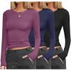 Ekouaer Womens 3 Pack Long Sleeve Shirts Fitted Tops Base Layering Tight Thermal Undershirts XS-XXL(Black/Navy/Purple)