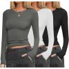 Ekouaer Womens 3 Pack Long Sleeve Shirts Fitted Tops Base Layering Tight Thermal Undershirts XS-XXL(Black/White/Gray)